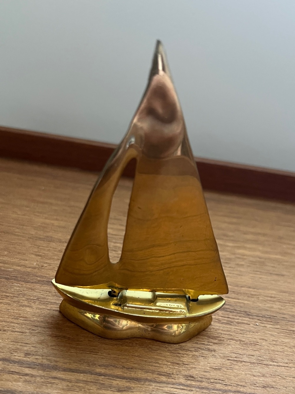 Solid Brass Sailboat Trinket Nautical Beach Decor Paperweight 4.5" Boat
